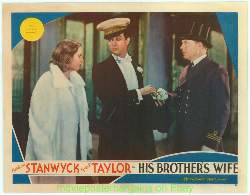 HIS BROTHERS WIFE LOBBY CARD size 11x14 MOVIE POSTER BARBARA STANWYCK ... pic pic