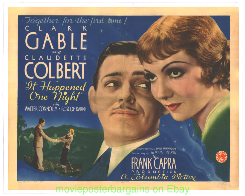 IT HAPPENED ONE NIGHT MOVIE POSTER 1934 CLARK GABLE LB