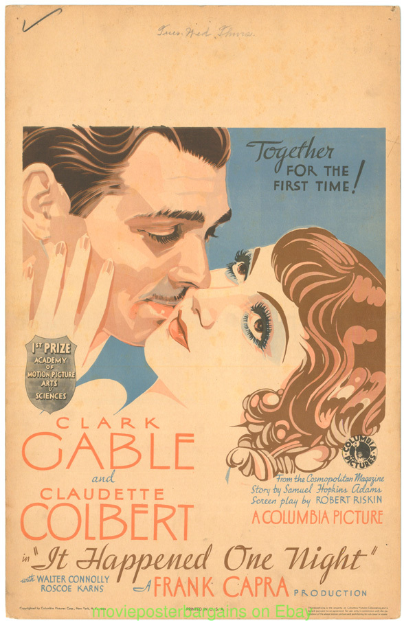 IT HAPPENED ONE NIGHT MOVIE POSTER 1934 WC CLARK GABLE