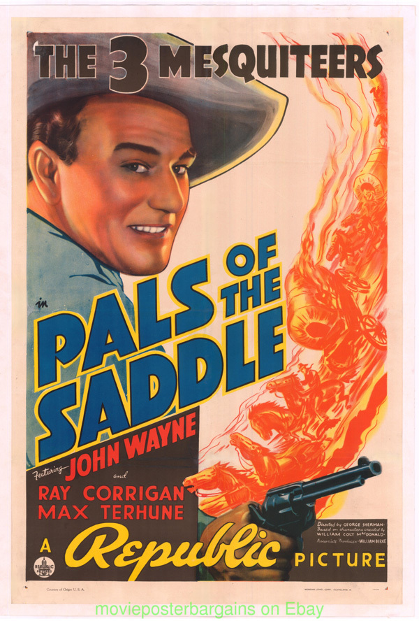 PALS OF THE SADDLE MOVIE POSTER NM LB 1938 JOHN WAYNE