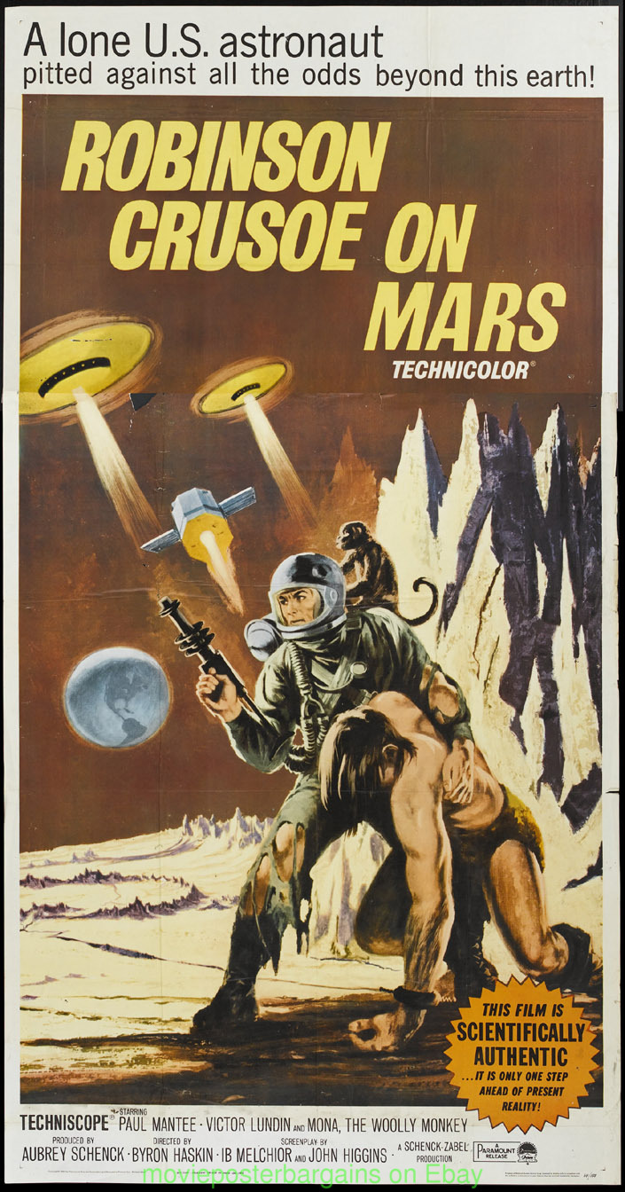 ROBINSON CRUSOE ON MARS MOVIE POSTER VF 41x81 Inch THREE ...