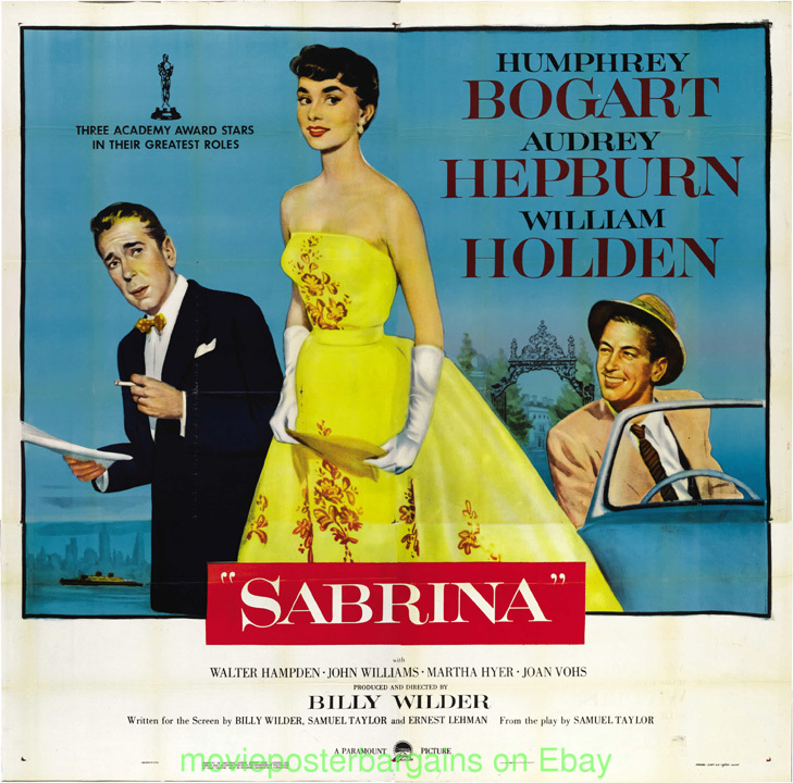 SABRINA MOVIE POSTER 6 SHEET LB VF AUDREY HEPBURN 1954