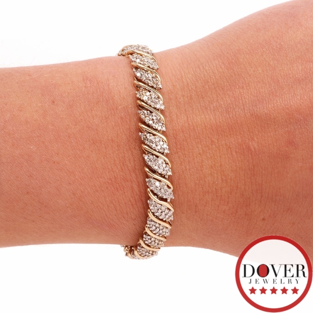 Designer Jafa Diamond 10K Yellow Gold Link Bracelet 12.8 Grams NR eBay