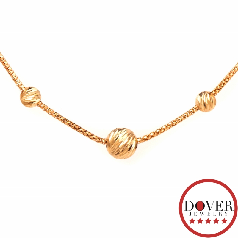Modern 14K Yellow Gold Ball Chain Necklace NR eBay