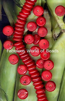 Genuine Coral Disc Heishi Beads Sardinia Red 6MM 20