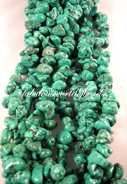 Peruvian Lime Turquoise Nugget Bead Strand 16" 10MM