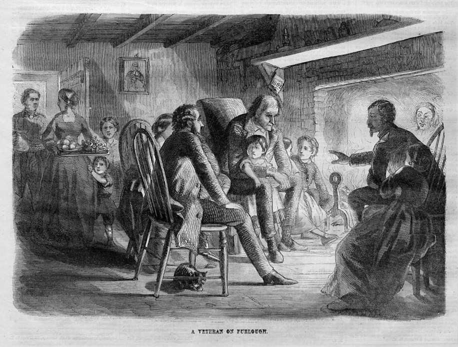 civil war weary veteran soldier on furlough fireplace