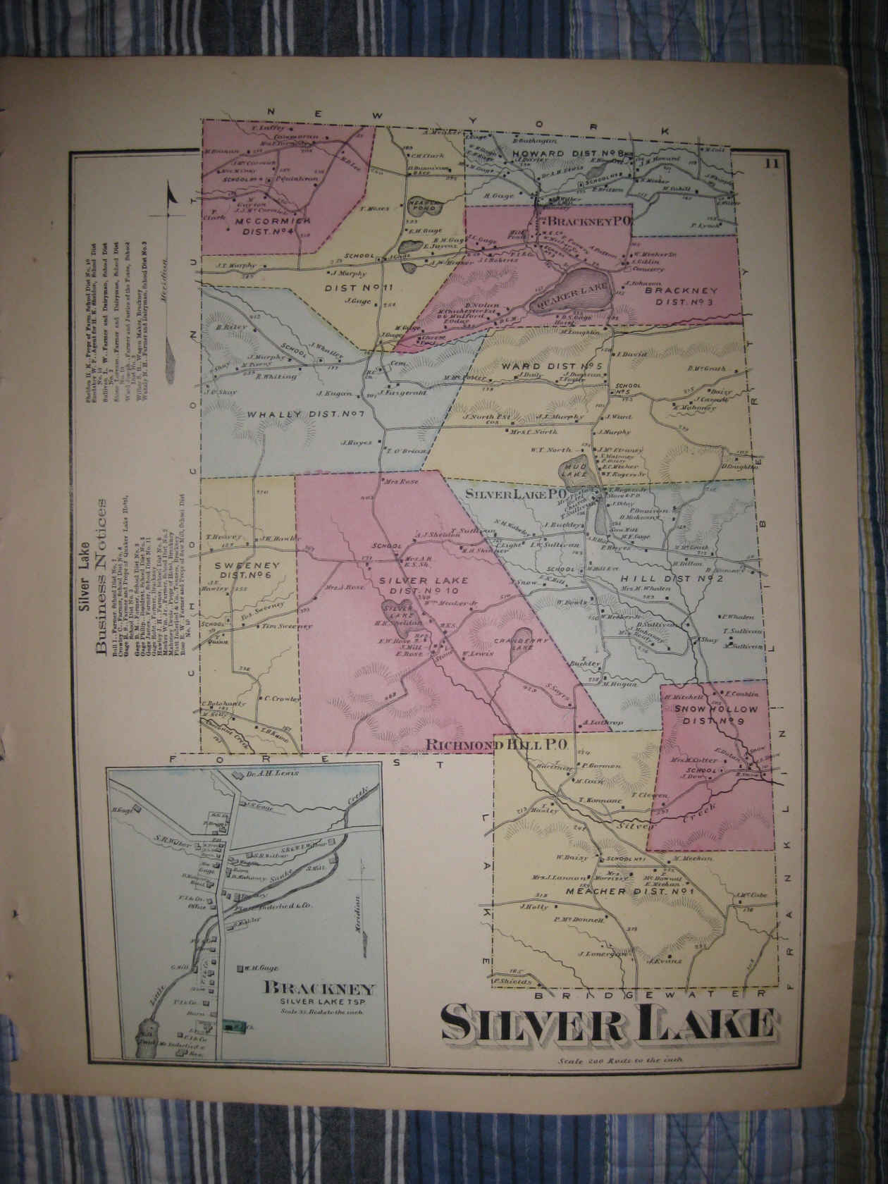 ANTIQUE 1872 SILVER LAKE TOWNSHIP BRACKNEY SUSQUEHANNA COUNTY