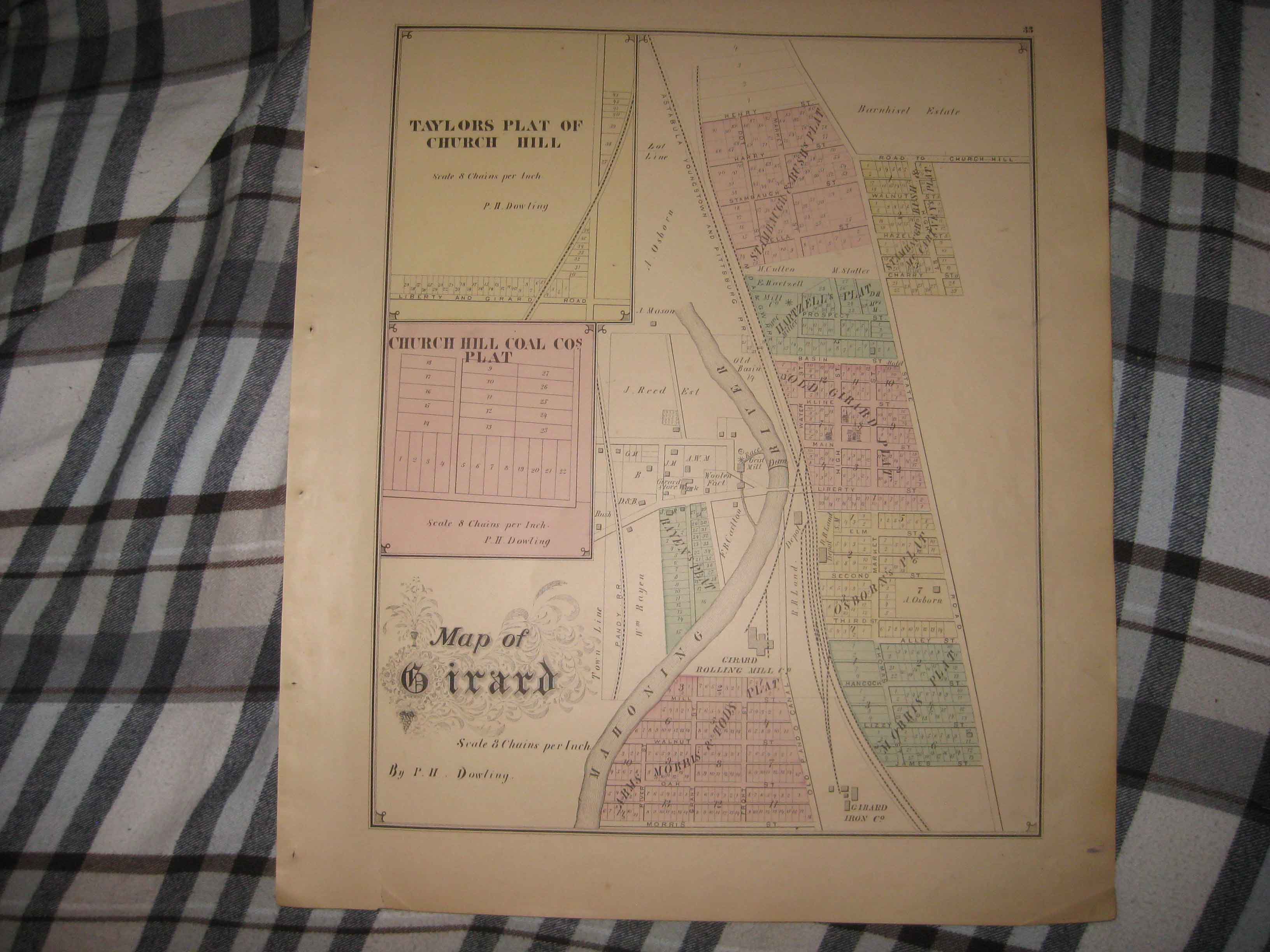 ANTIQUE 1875 LIBERTY TOWNSHIP GIRARD CHURCH HILL TRUMBULL COUNTY OHIO