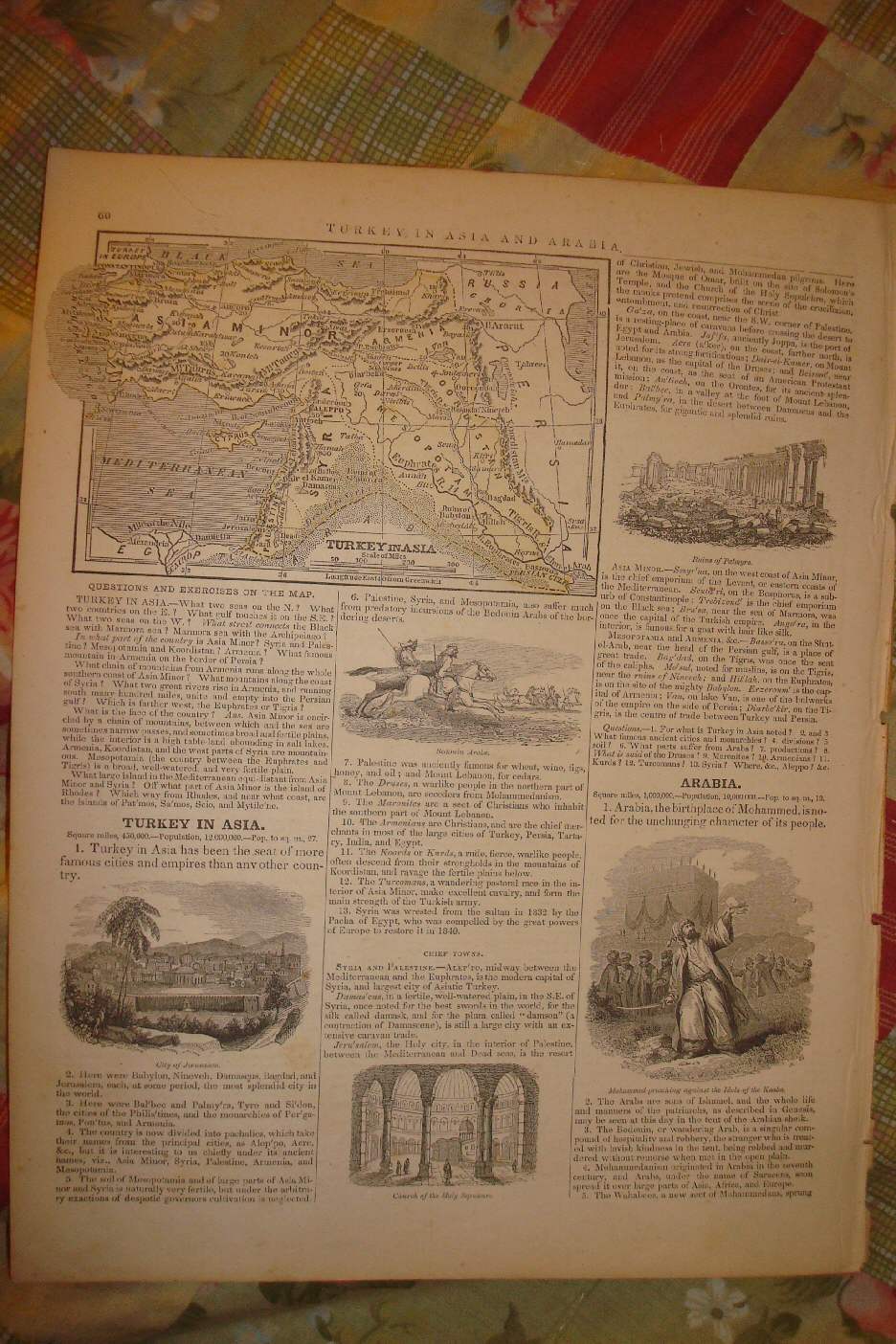 ANTIQUE MAP TURKEY IN ASIA ISRAEL ISLAM MUSLIM ARABIA N