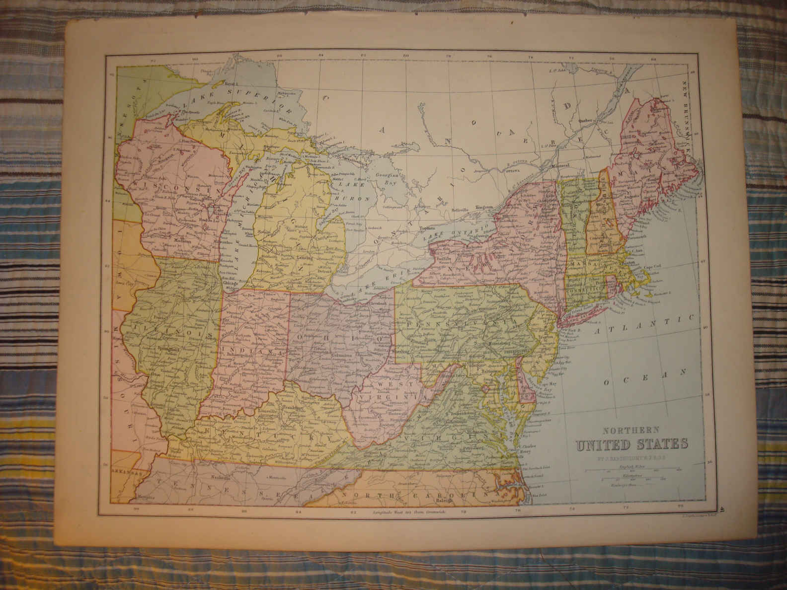 ANTIQUE MICHIGAN WEST VIRGINIA MAINE WISCONSIN MAP NR