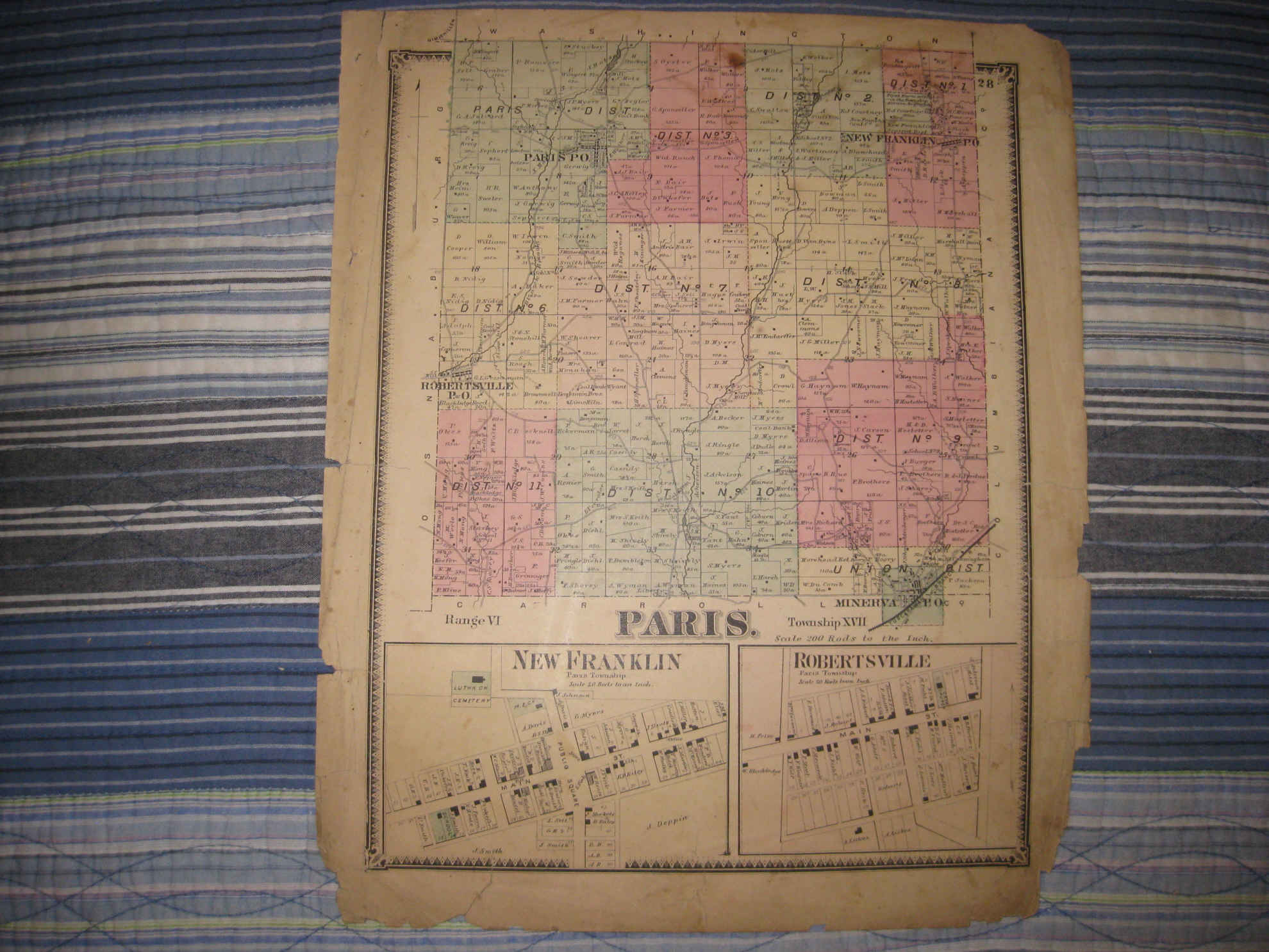 ANTIQUE 1870 PARIS TOWNSHIP MINERVA NEW FRANKLIN STARK COUNTY OHIO ...