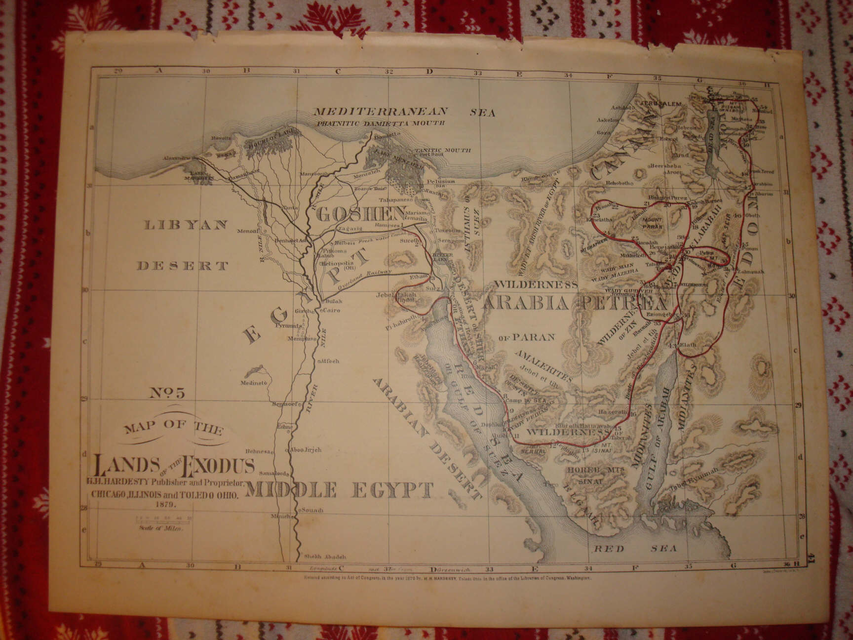 Antique Jewish Exodus Middle East Arabia Egypt Map Nr Ebay