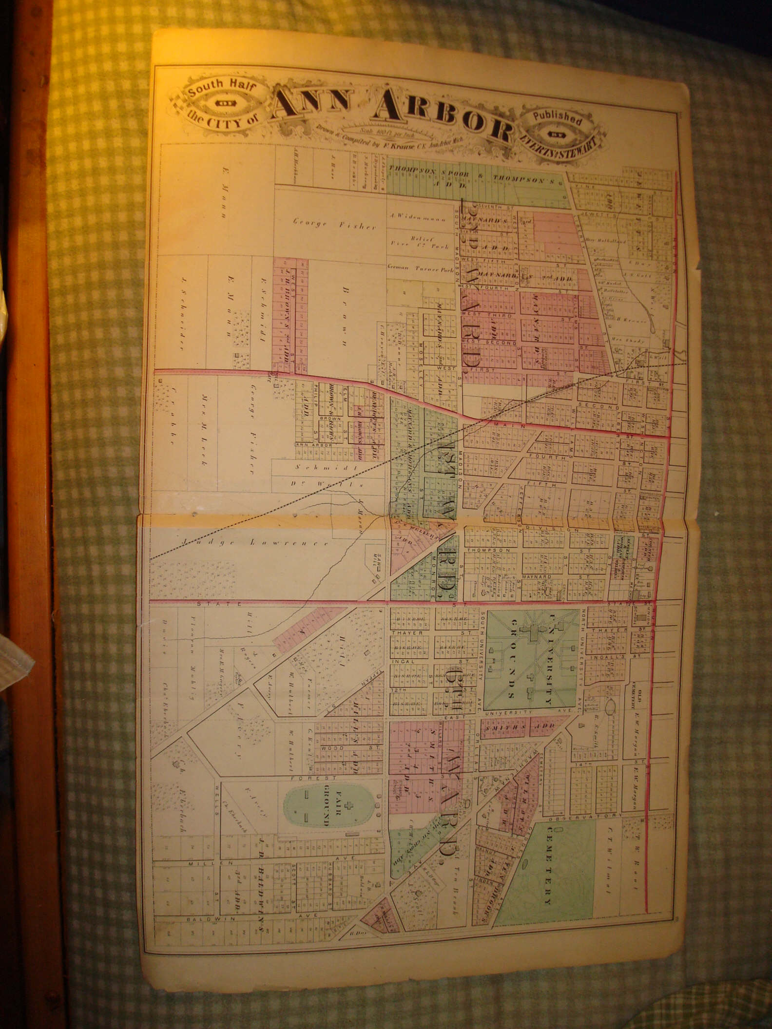 ANN ARBOR CHELSEA DEXTER MICHIGAN ANTIQUE HNDCLR MAP NR