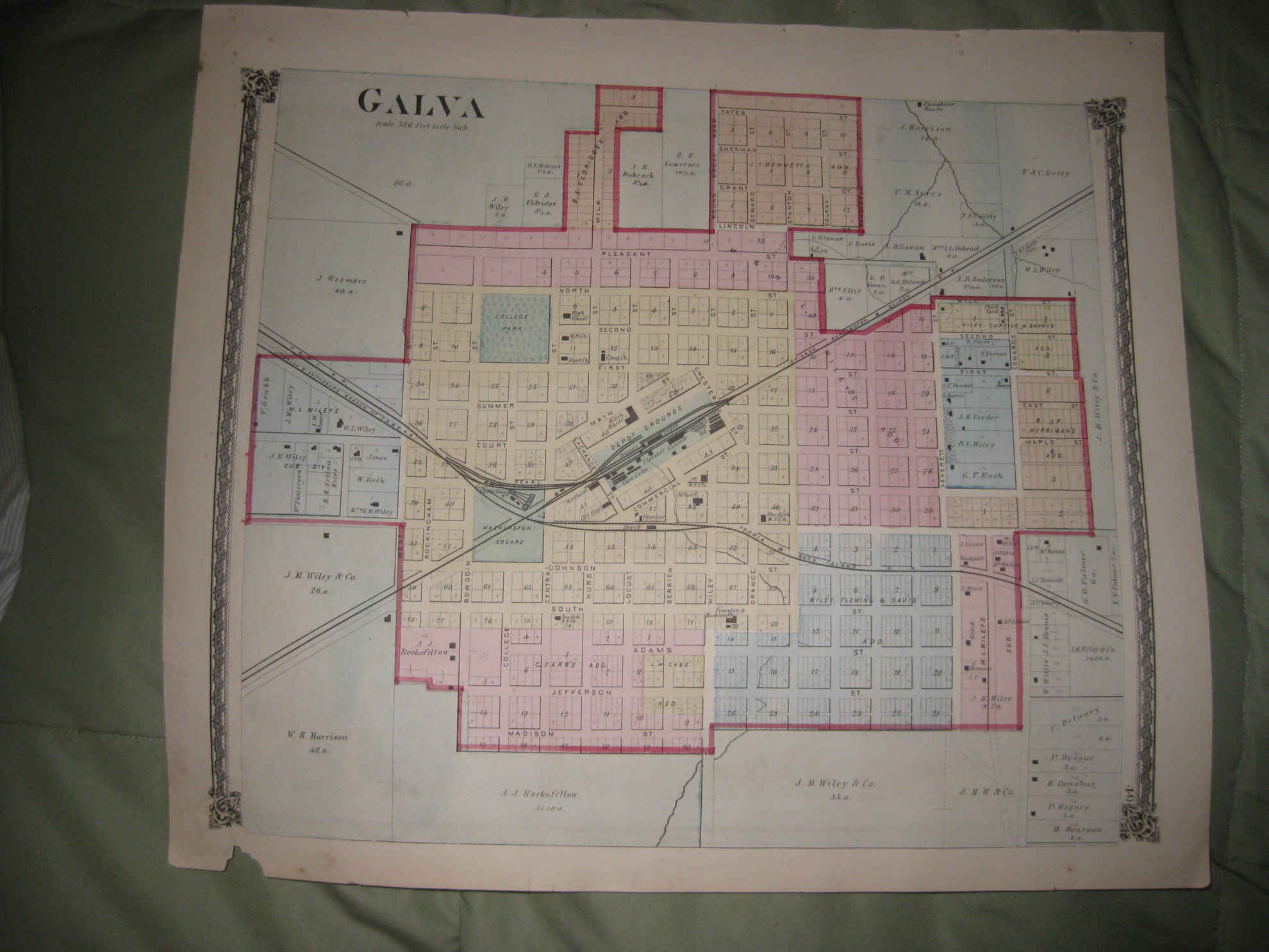 ANTIQUE 1875 GALVA HENRY COUNTY ILLINOIS HANDCOLORED MAP BURNS TOWNSHIP PRINT NR eBay