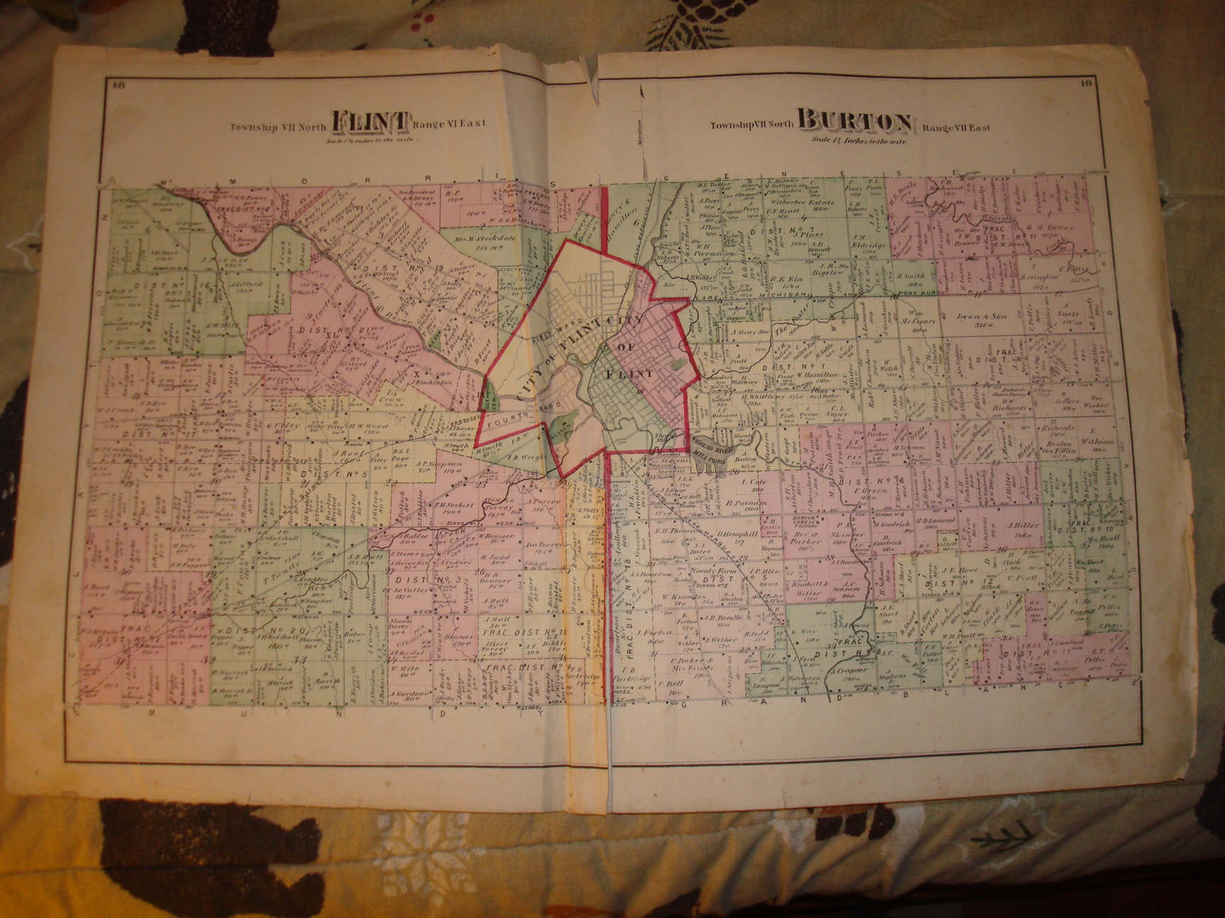 1873 FLINT BURTON TOWNSHIP GENESEE COUNTY MICHIGAN MAP
