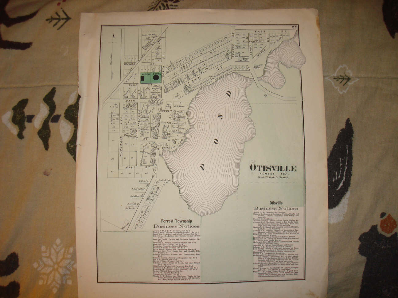 1873 OTISVILLE GENESEE COUNTY MICHIGAN ANTIQUE MAP NR