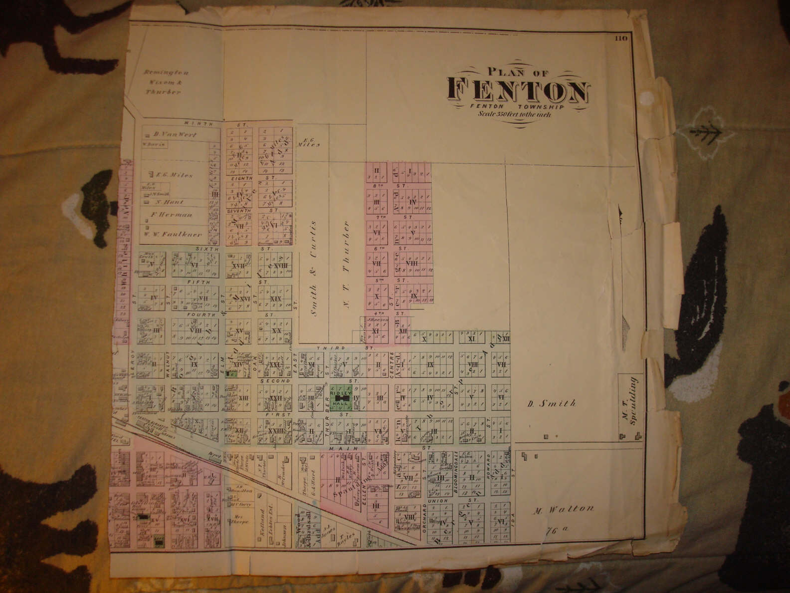 1873 FENTON GENESEE COUNTY MICHIGAN ANTIQUE MAP RARE NR