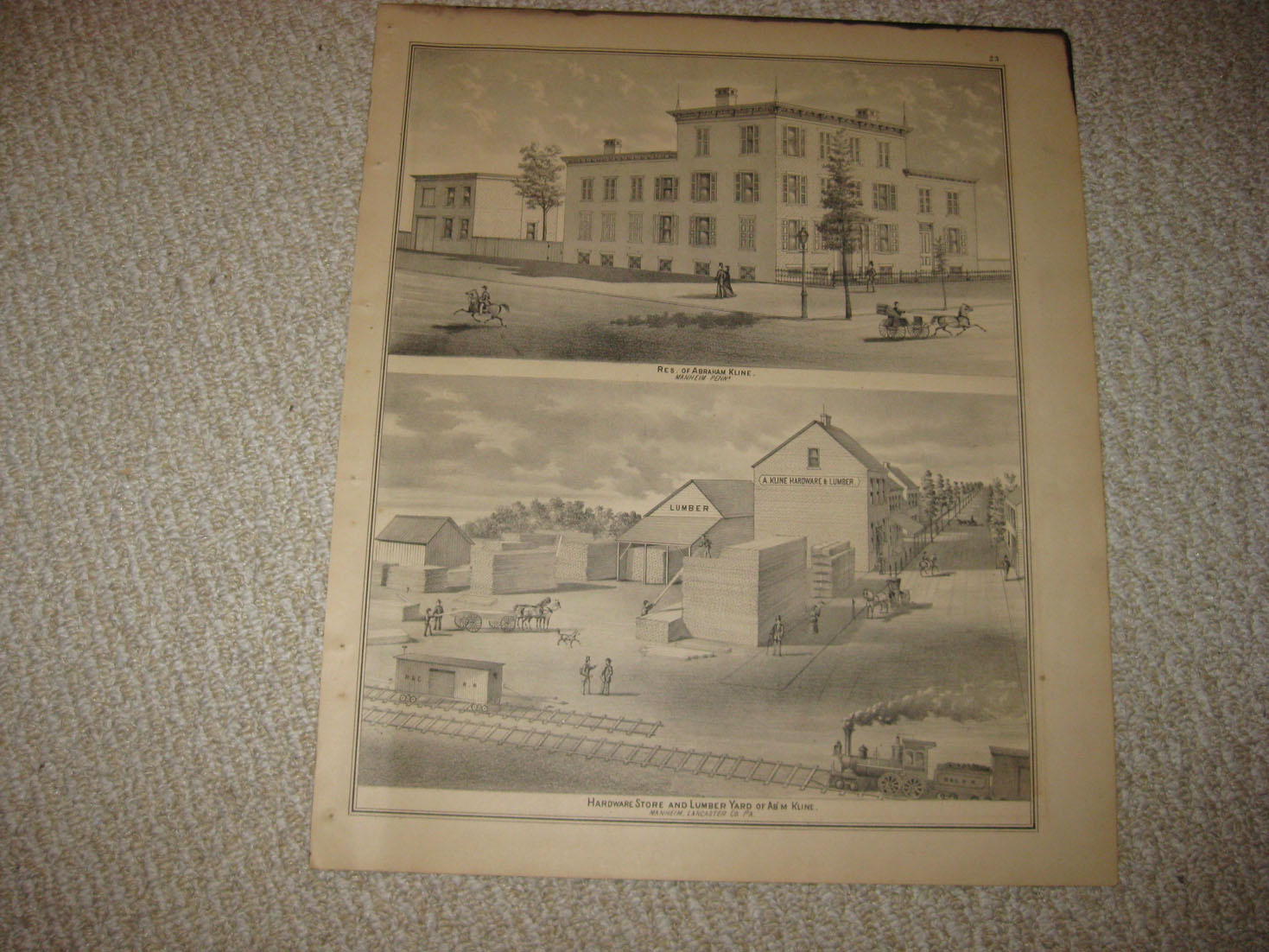 ANTIQUE 1875 RAPHO TOWNSHIP MANHEIM LANCASTER COUNTY PENNSYLVANIA HANDCOLOR MAP eBay