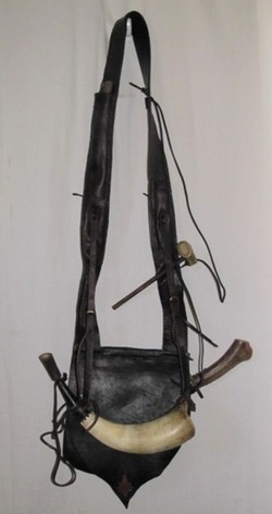 c. 1960&#39;s Custom BLACK POWDER POSSIBLES BAG POWDER HORN & STAG BOWIE KNIFE | eBay