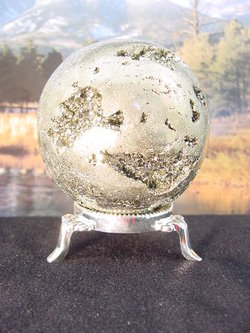 BUTW 3" Iron pyrite  lapidary sphere & stand 5918A