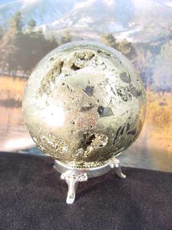 BUTW 3.6" Iron pyrite  lapidary sphere & stand 5923A