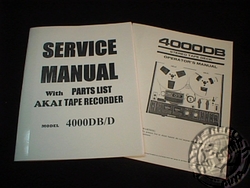 AKAI 4000D/DB REEL TO REEL SERVICE USER MANUAL SET