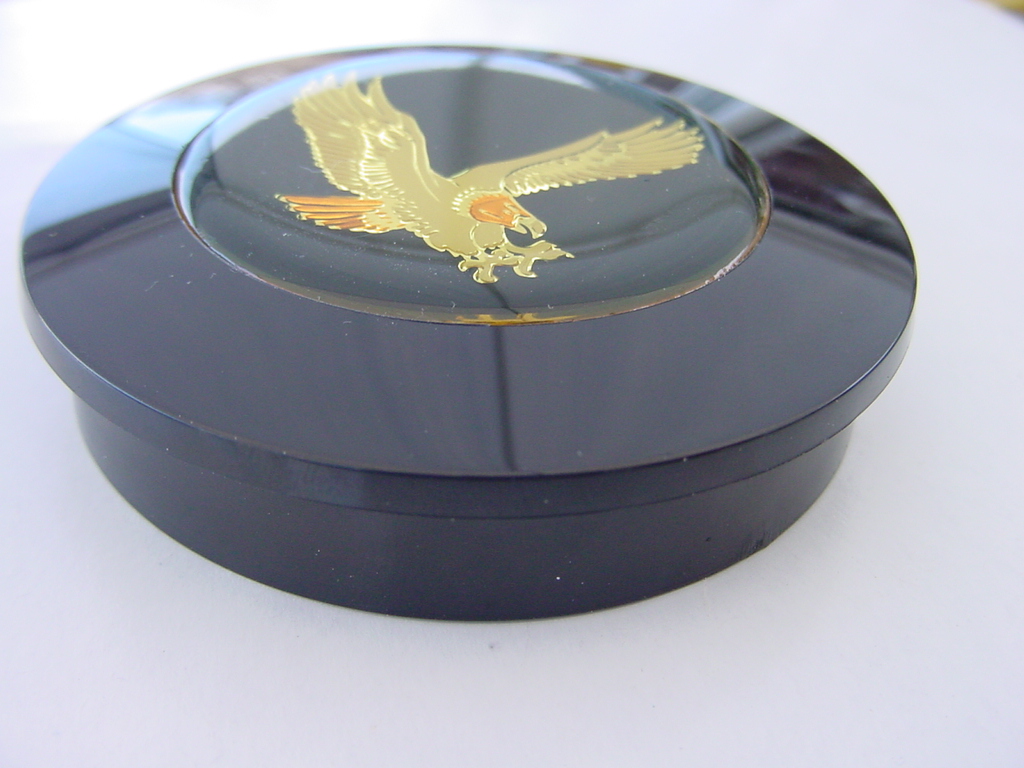 STEERING WHEEL CENTER CAP FISHING BOAT EAGLE BLACK GOLD NEW 21/2 ID X