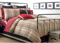 ~NAUTICA EASTBOURNE Red_Khaki 12PC KING COMFORTER SET~