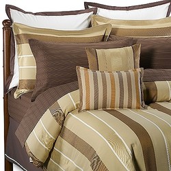 NAUTICA Pemberton Brown Stripe 8PC FULL COMFORTER SET