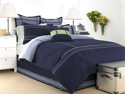 ~NAUTICA SEAGROVE Navy Blue 8PC QUEEN COMFORTER SET~New
