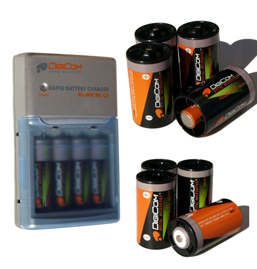 NEW AA C D 120V 240V Charger+ Rechargeable batteries