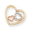 14k & Rhodium Triple Heart Chain Slide