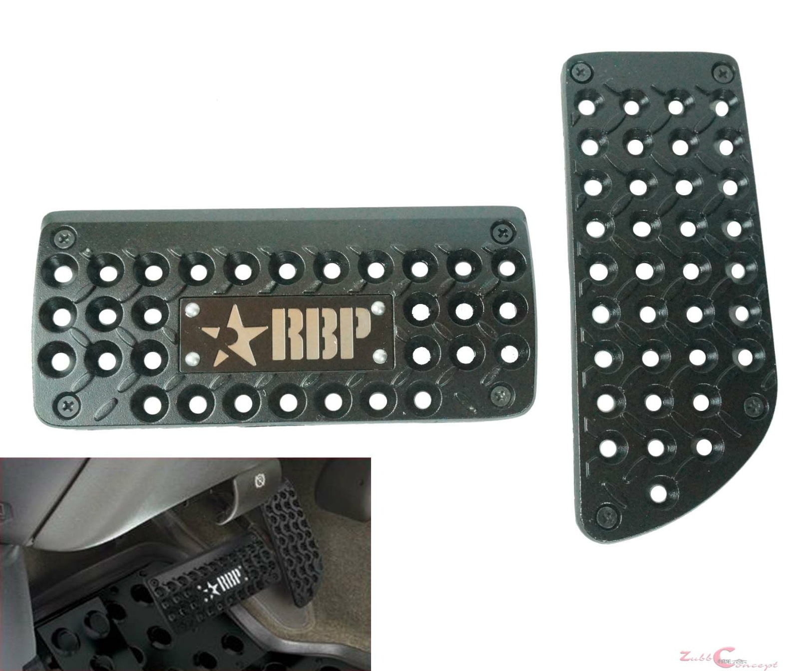 RBP Black Powder Coated Die Cast Aluminum Break Gas Pedal Pads