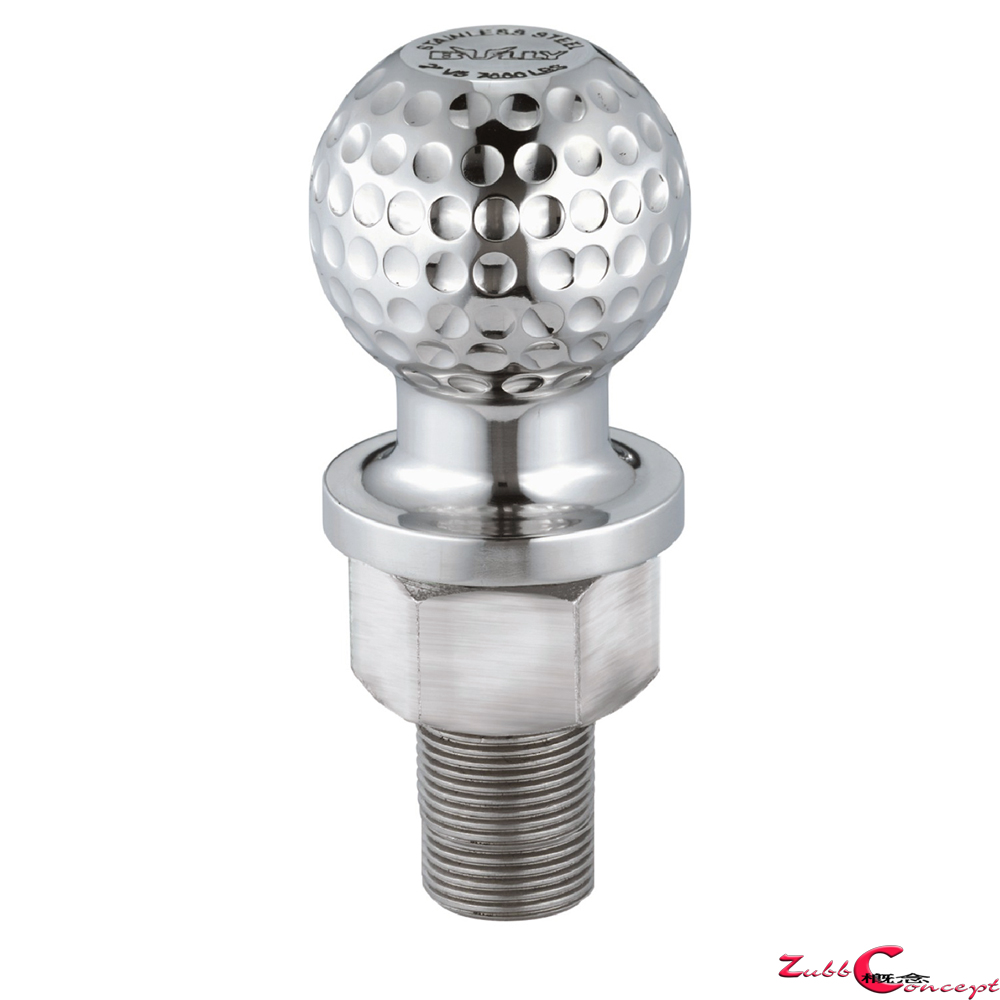 SOLID STAINLESS STEEL 2" GOLF BALL TRAILER HITCH BALL 1" SHANK 2 1/8
