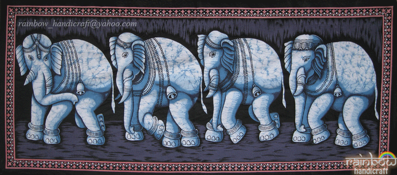 elephant batik wall hanging blue, http://stores.ebay.com/rainbowhandicraft