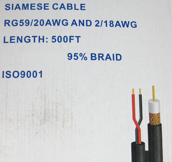 CCTV 500ft RG59 Siamese cable 18/2 Wire