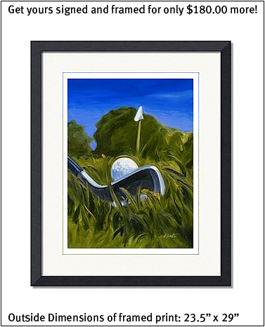 framed print of golf painting image