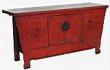 Chinese Antique Fir Red Painted Cabinet / Table