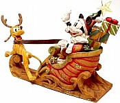 Disney Mickey & Pluto Lighted Sleigh-Stone Resin-Measures 7.5" H x 11" W