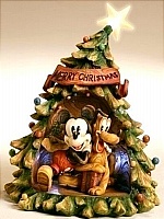 Disney's Mickey & Pluto Christmas Tree-Lighted!-Stone Resin, Uses AA Batteries Disney's Mickey & Pluto Christmas Tree-Lighted!-Stone Resin, Uses AA Batteries