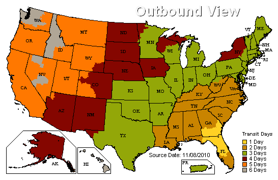 US Time in Transit Map