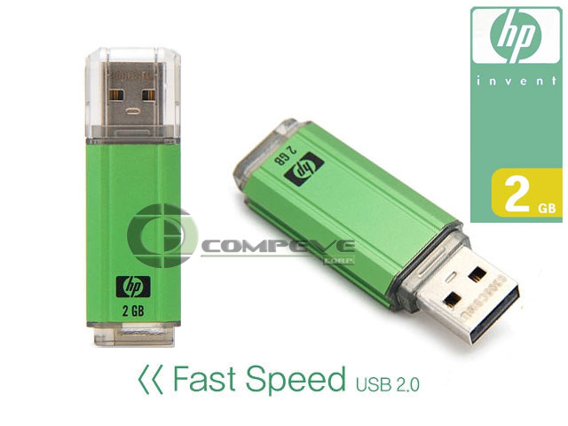 HP v120w 2GB USB 2.0 Flash Drive (Green) - Click Image to Close