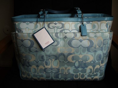 Shopdotbags : COACH OPTIC SIGNATURE BLUE MULTI BABY DIAPER LAPTOP BAG