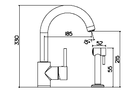 Dimensions drawing of BlancoMenu Rinse