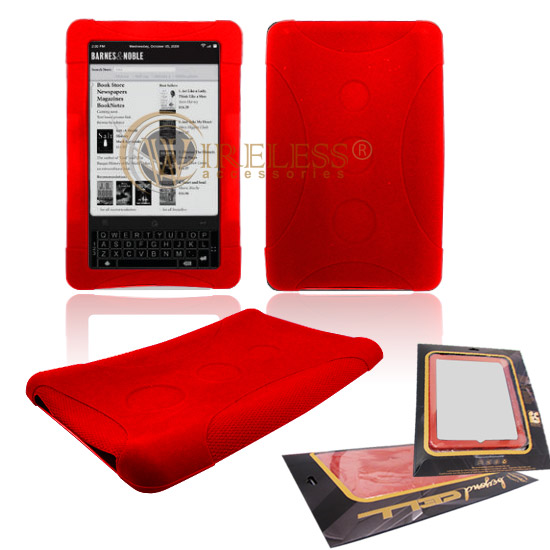 RED Silicone Skin Gel Case Cover for B&N Nook