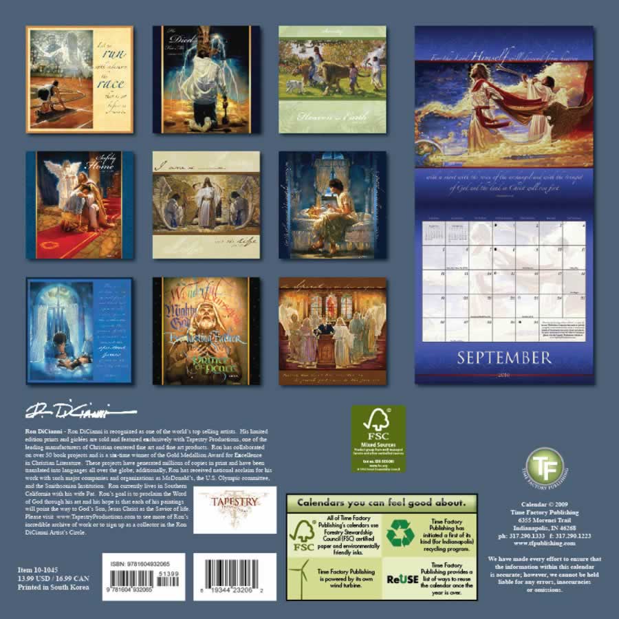 backside of calendar
