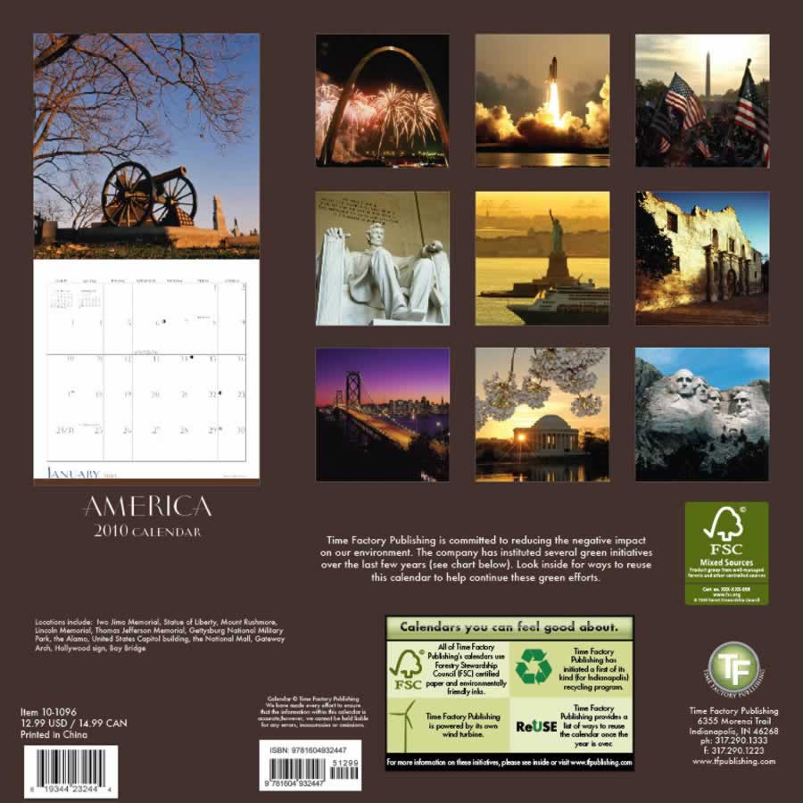 backside of calendar