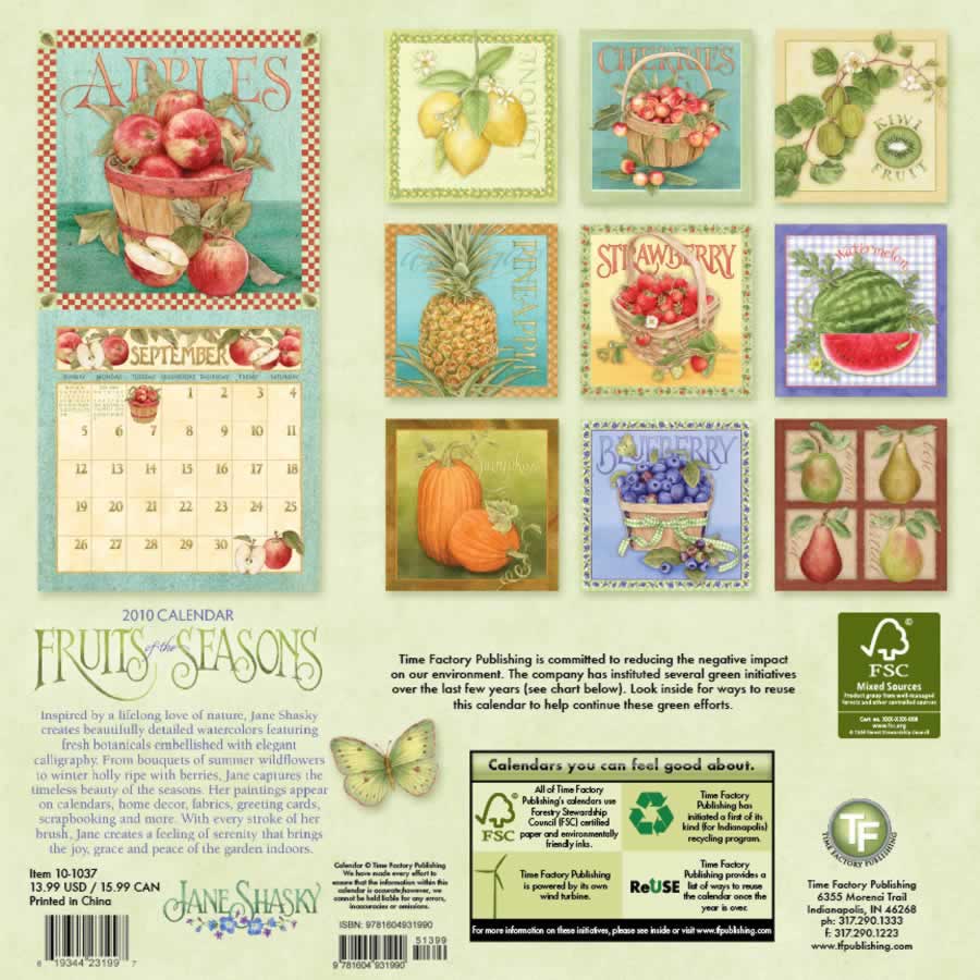 backside of calendar