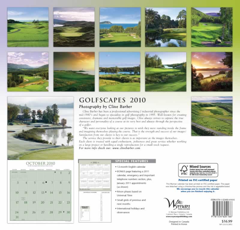 backside of calendar